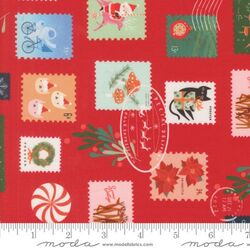 Christmas Stamps in Christmas Red