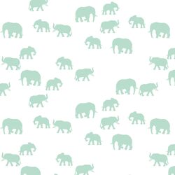 Elephant Silhouette in Mint on White