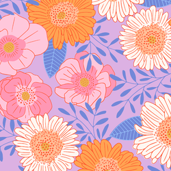 Large Blooming Floral in Lavender