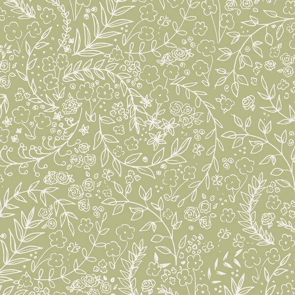 Sketched Florals in Soft Leaf