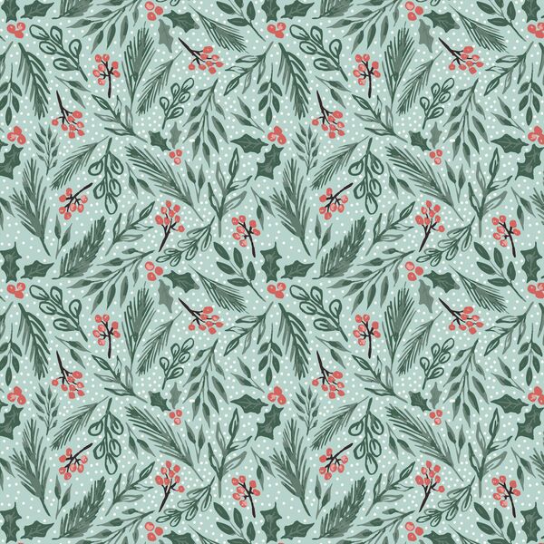 Winter Foliage in Icy Blue