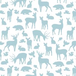 Forest Friends in Powder Blue on White