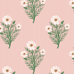A Field of Stripes and Flowers in Pink
