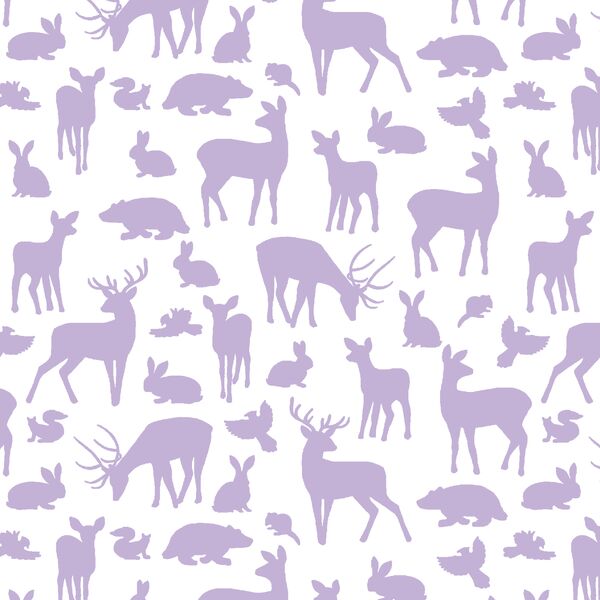 Forest Friends in Lilac on White
