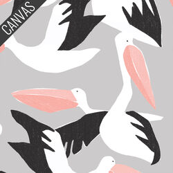 Pelicans Canvas in Gray