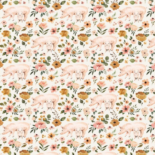 Little Floral Pigs in Cream