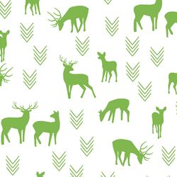 Deer Silhouette in Greenery on White