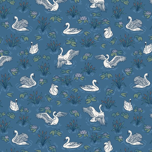 Swirling Swans in Azure