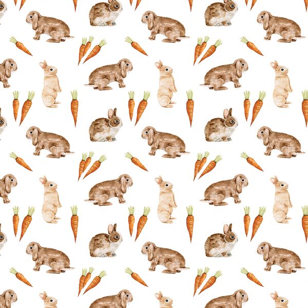 Little Bunnies and Carrots in White
