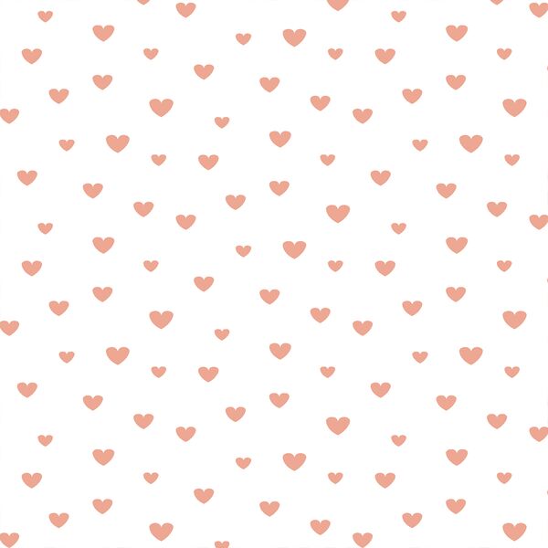 Hearts in Deep Blush on White
