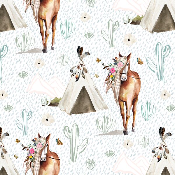 Floral Horse in Spring Rain