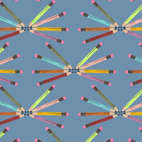 Pencil Fans in Denim Blue