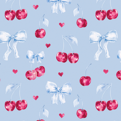 Ribbon Cherries in Hydrangea Blue