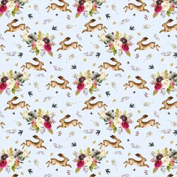 Small Autumn Bunnies in Soft Blue