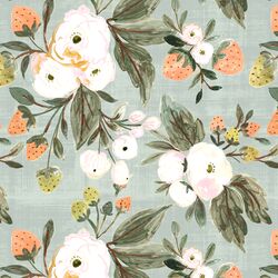 Strawberry Floral Clusters in Vintage Sage