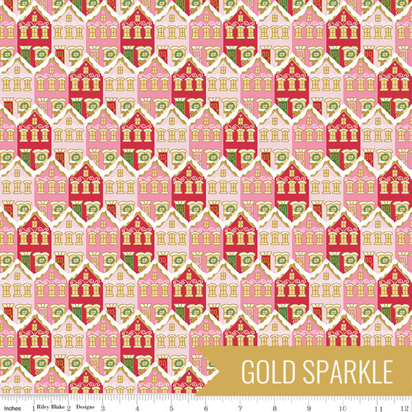 Christmas Houses in Red Sparkle