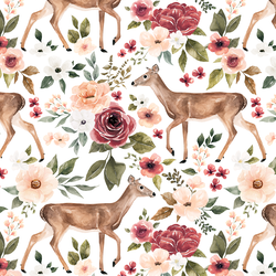 Deer Floral in White