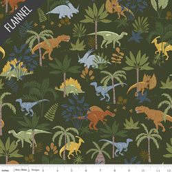 Cretaceous Jungle Dinos Flannel in Forest