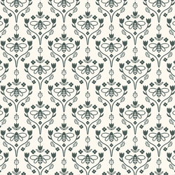 Vine Damask in Pine on Cream