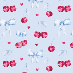 Ribbon Cherries in Sky Blue