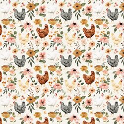 Little Floral Chickens in Cream