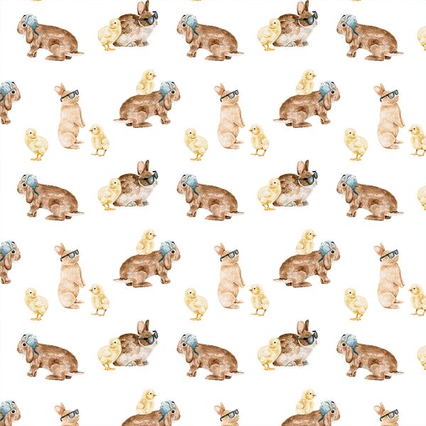 Little Cool Bunnies and Chicks in White
