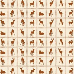 Woodland Deer in Acorn on Cream