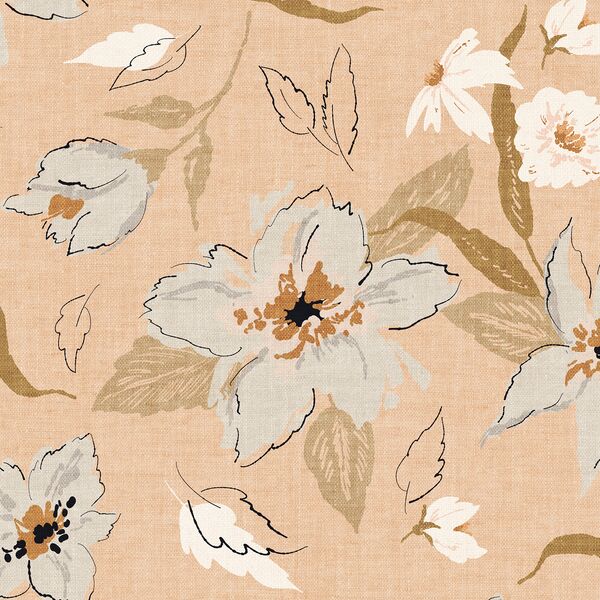 Large Freehand Floral in Coral