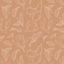 Magnolia Line Art in Cream on Tawny