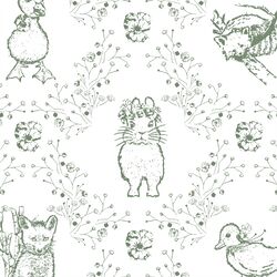 Large Bunny and Friends in Soft Pine on White