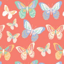 Butterflies in Bright Coral