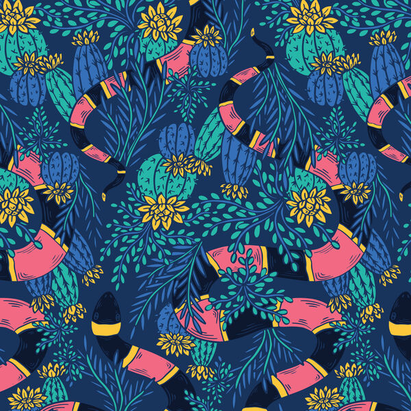 Snakes Underfoot in Blue