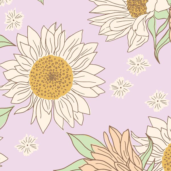 Large Boho Sunflowers in Bright Lilac