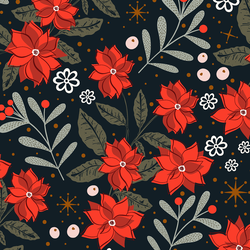 Festive Poinsettia in Midnight