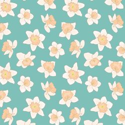 Spring Daffodils in Aqua Blue