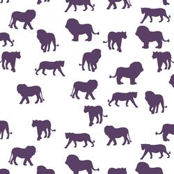 Lion Silhouette in Aubergine on White
