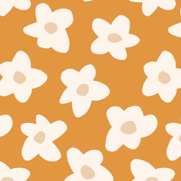 Graphic Retro Flowers in Butterscotch