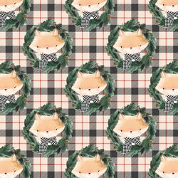 Little Fox on Tartan Plaid in Home