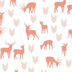 Deer Silhouette in Grapefruit on White