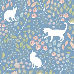 Large Cat Garden in Blue
