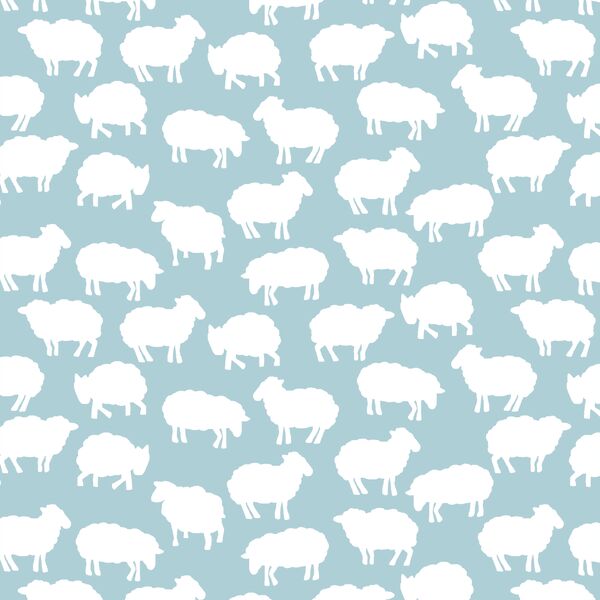 Sheep Silhouette in Powder Blue