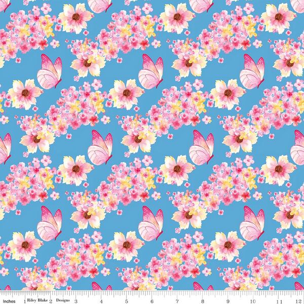 Butterfly Floral in Blue