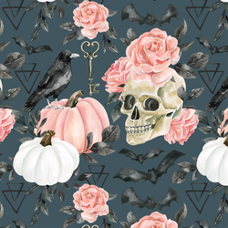 Halloween Floral in Midnight Blue