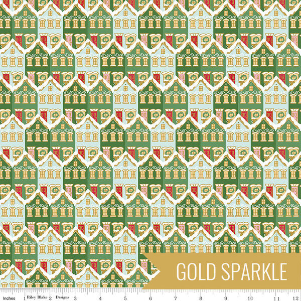 Christmas Houses in Green Sparkle