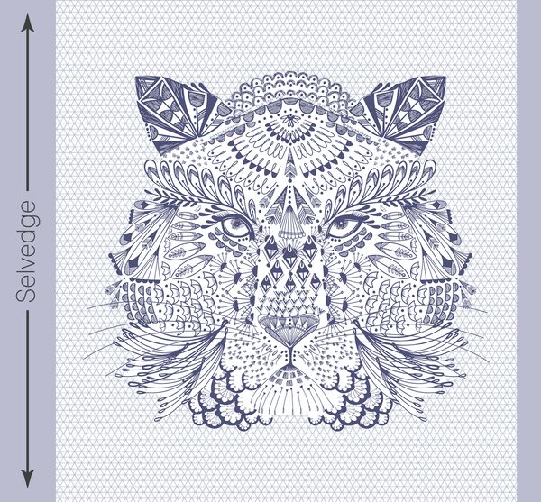 Bengal Quilt Panel in Indigo on White