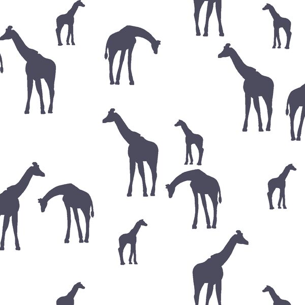 Giraffe Silhouette in Ink on White