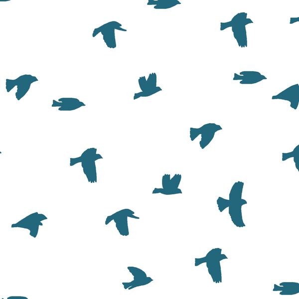 Flock Silhouette in Topaz on White