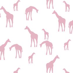 Giraffe Silhouette in Carnation on White