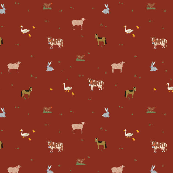Farm Animals in Crimson