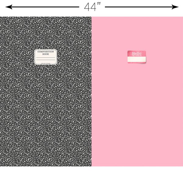 School Season T-Shirt Panel in Jet and Light Candy Pink